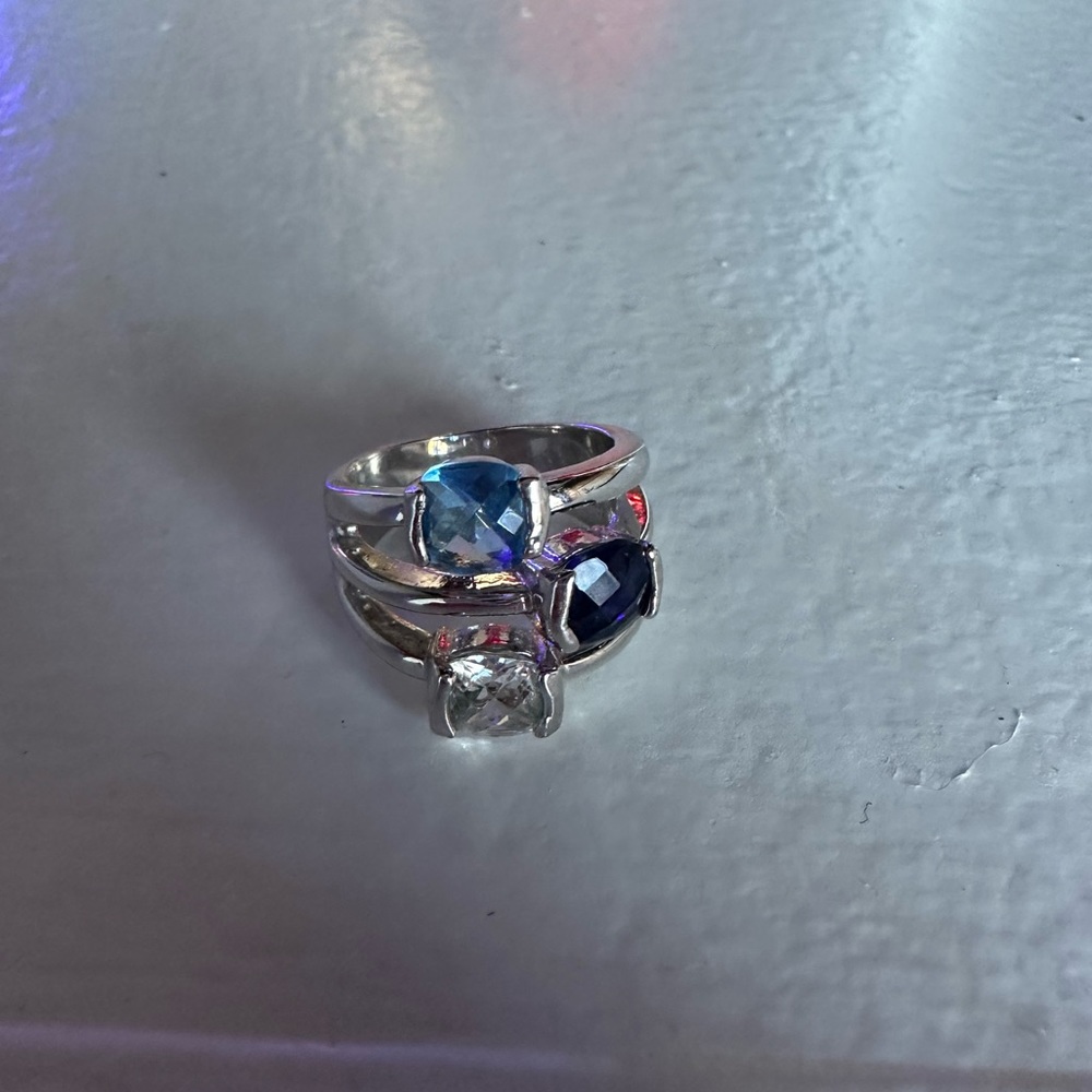Sapphire gem stone ring with light blue